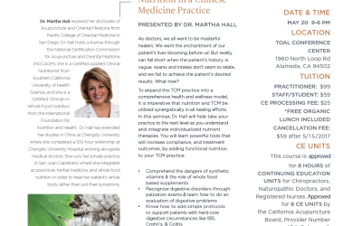 Nutrition in a Chinese Medicine Practice Seminar